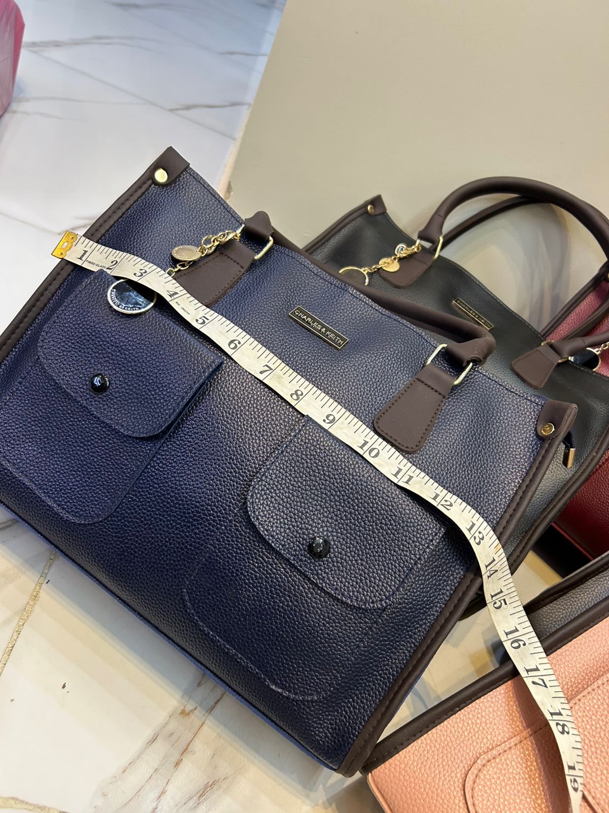 Dual Pocket Branded Handbag