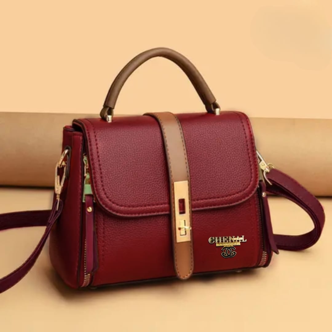Contrast Dual zipper Crossbody Bag