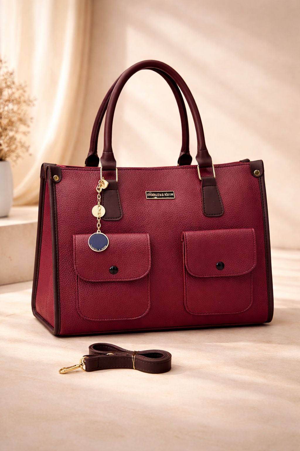 Dual Pocket Branded Handbag