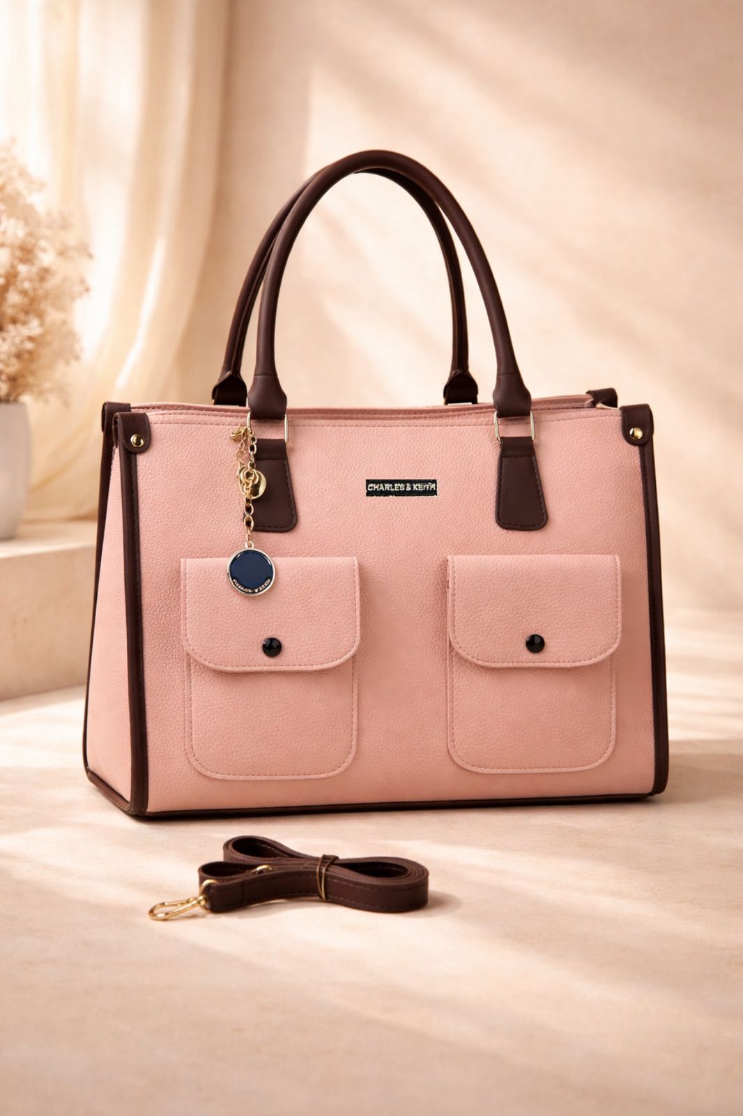 Dual Pocket Branded Handbag